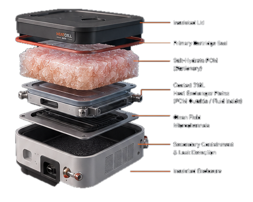 Exploded HeatCell Mini engineering concept